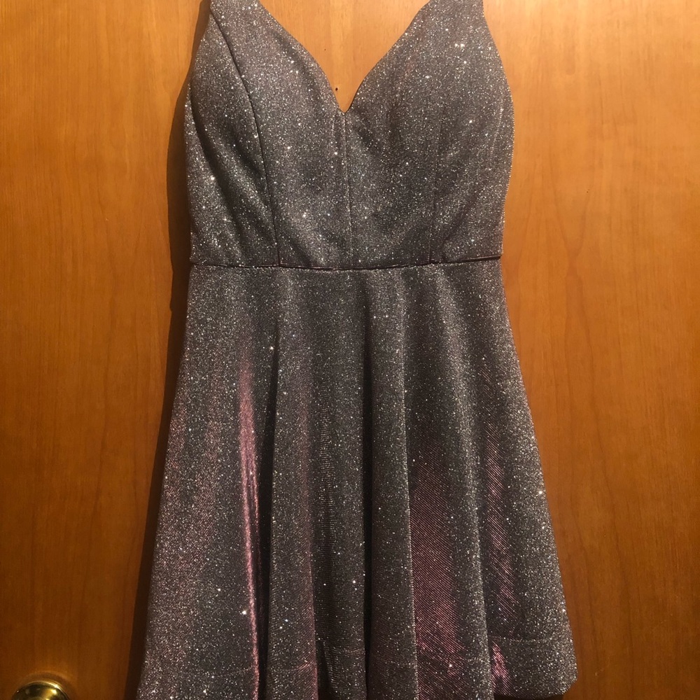 Purple Shimmering Skater Formal Dress